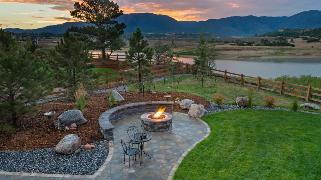 How do you landscape around a fire pit