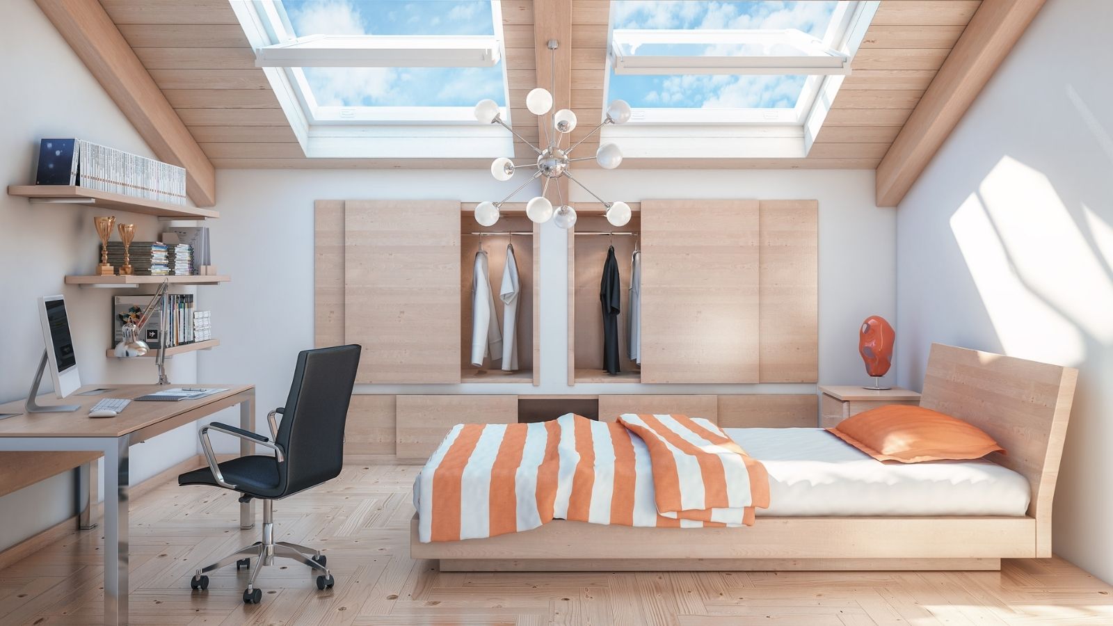 how to decorate a slanted wall bedroom