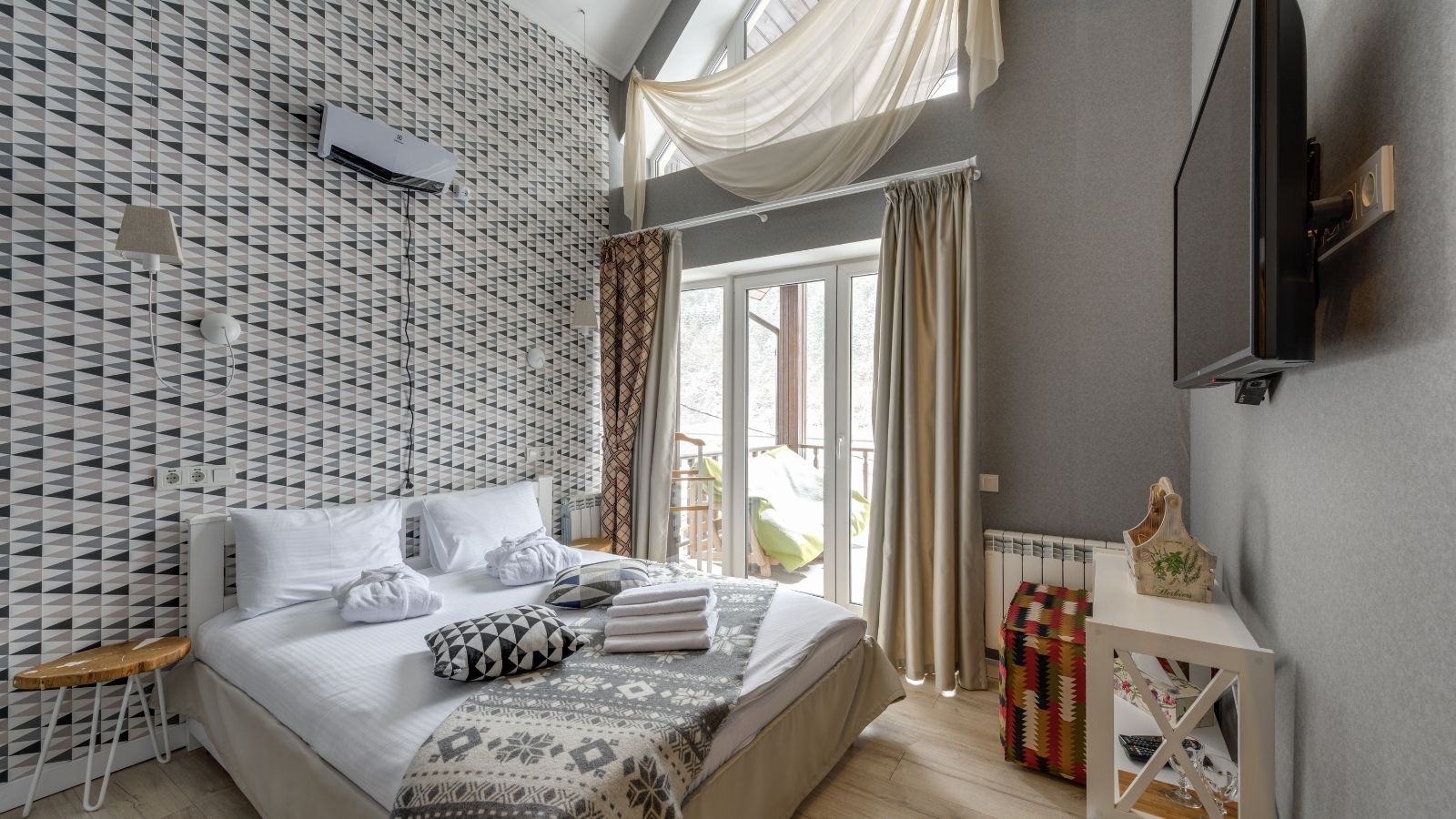 What can I do about a slanted wall in my bedroom?
