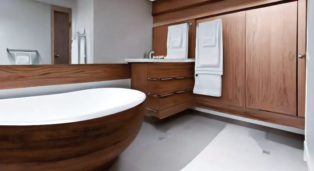 Budget Spa Bathroom with Wooden Features