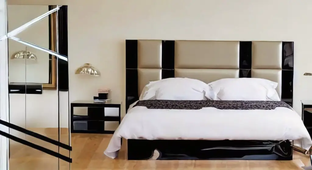 Glamorous Bbedroom with black bed frame