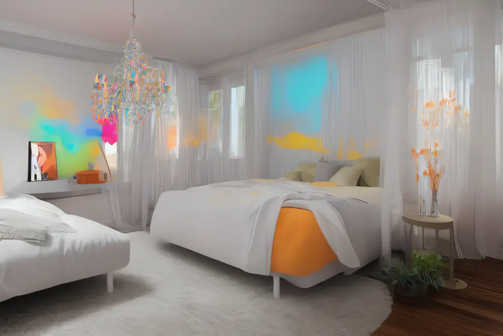 colorful unique couples bedroom
