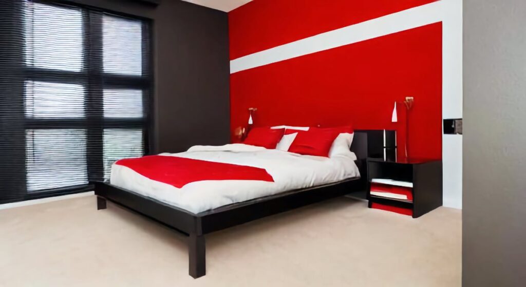 red accents in bedroom