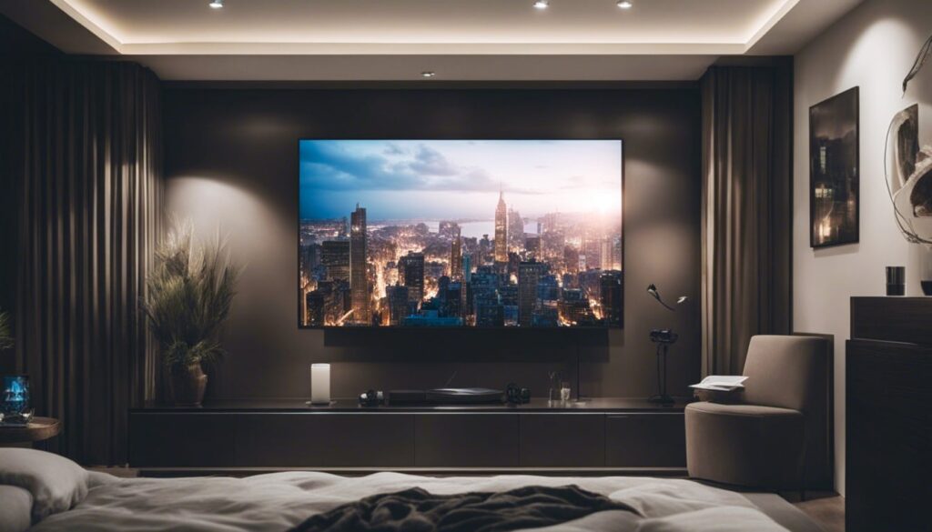 Artwork on the wall of a mans bedroom