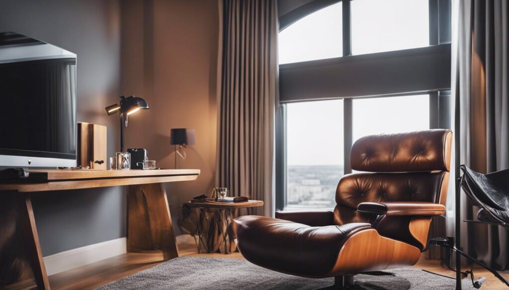 Mens bedroom with comfportable leather chair