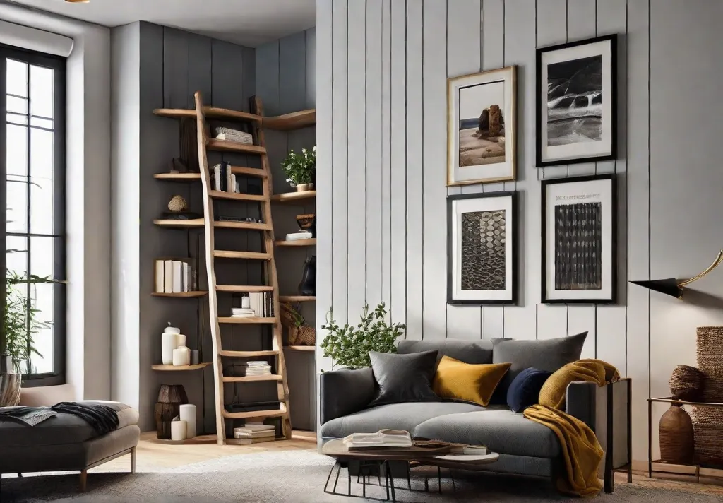 A creatively decorated small living room corner where a piece of functional