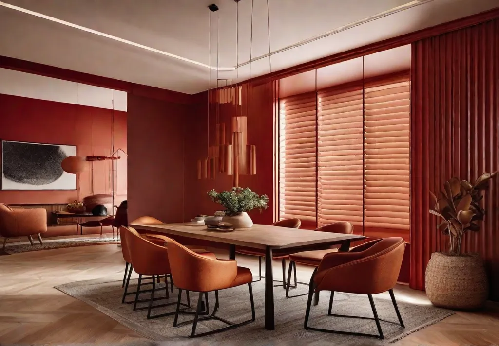 A living space radiating warmth through its color palette showcasing walls painted