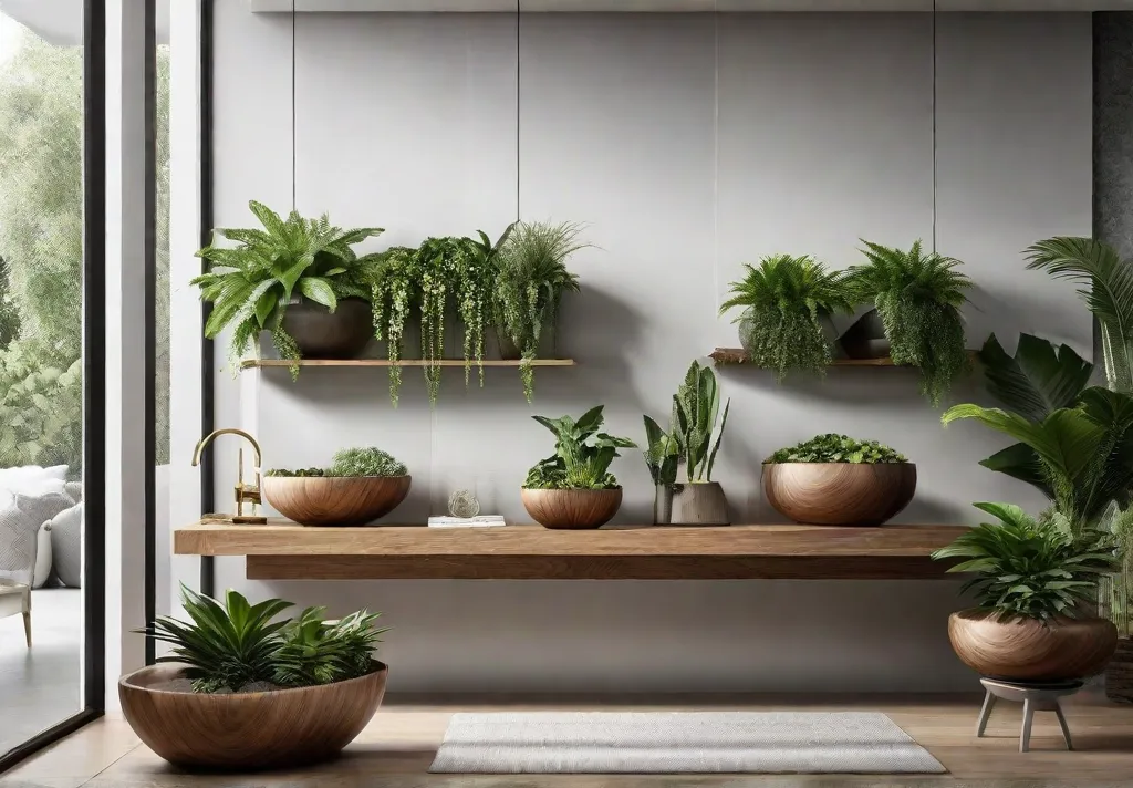 A refreshing indoor green oasis featuring a variety of lush houseplants placed