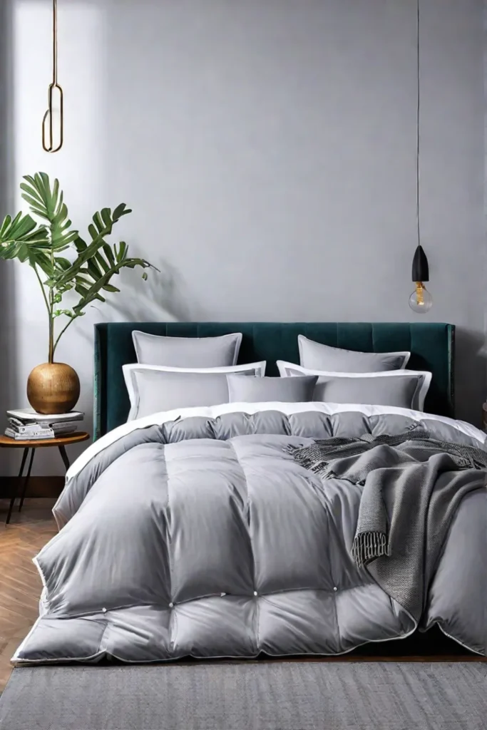 A minimalist bedroom featuring a streamlined highquality bedding set