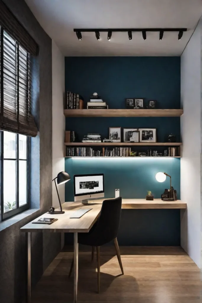 A minimalist bedroom that maximizes vertical storage solutions