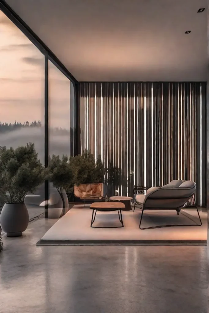 A smart patio setup featuring LEDlit furniture a stateoftheart wireless sound system