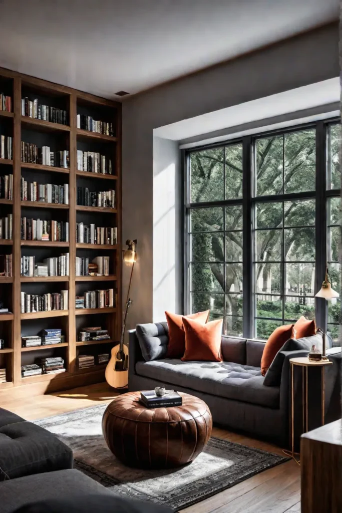 Cozy living room reading nook