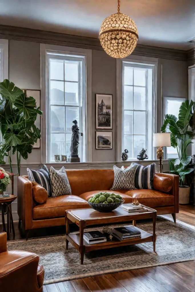 Eclectic living room with collected items